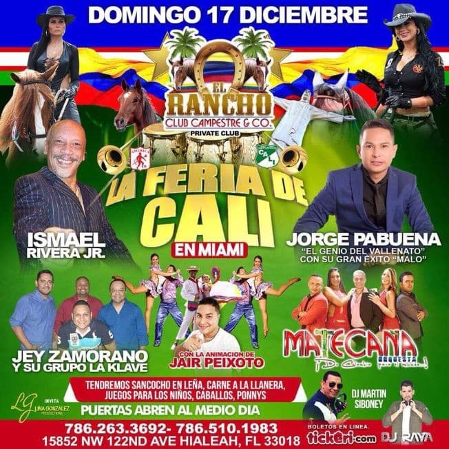 Event - La Feria de Cali en Miami 2017 - Hialeah, Florida - December 17, 2017 | concert tickets