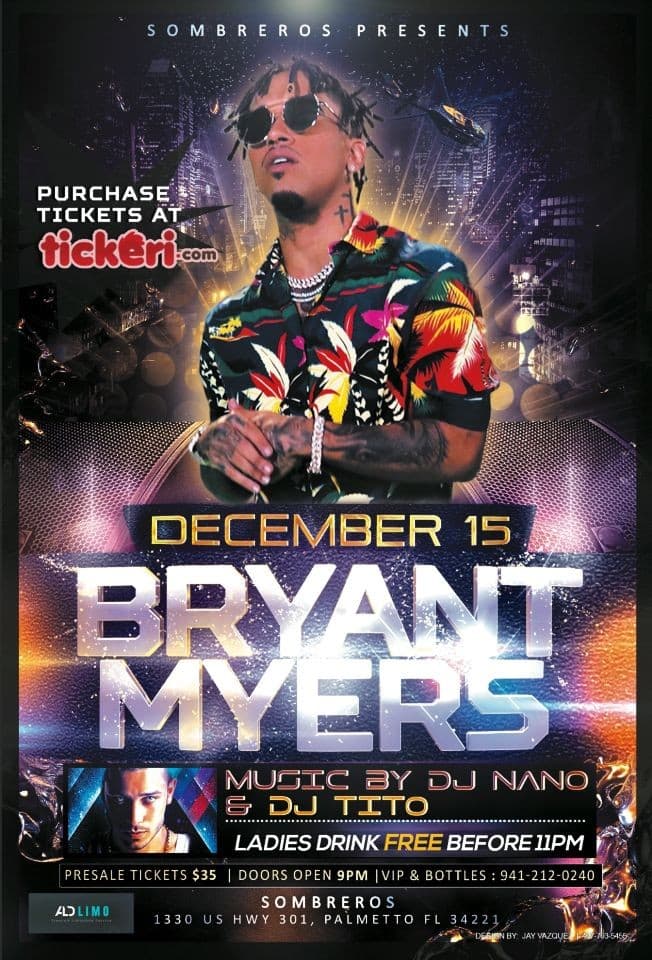 Event - Bryant Myers Concert - Palmetto, Florida - 15 de diciembre de 2017 | concert tickets