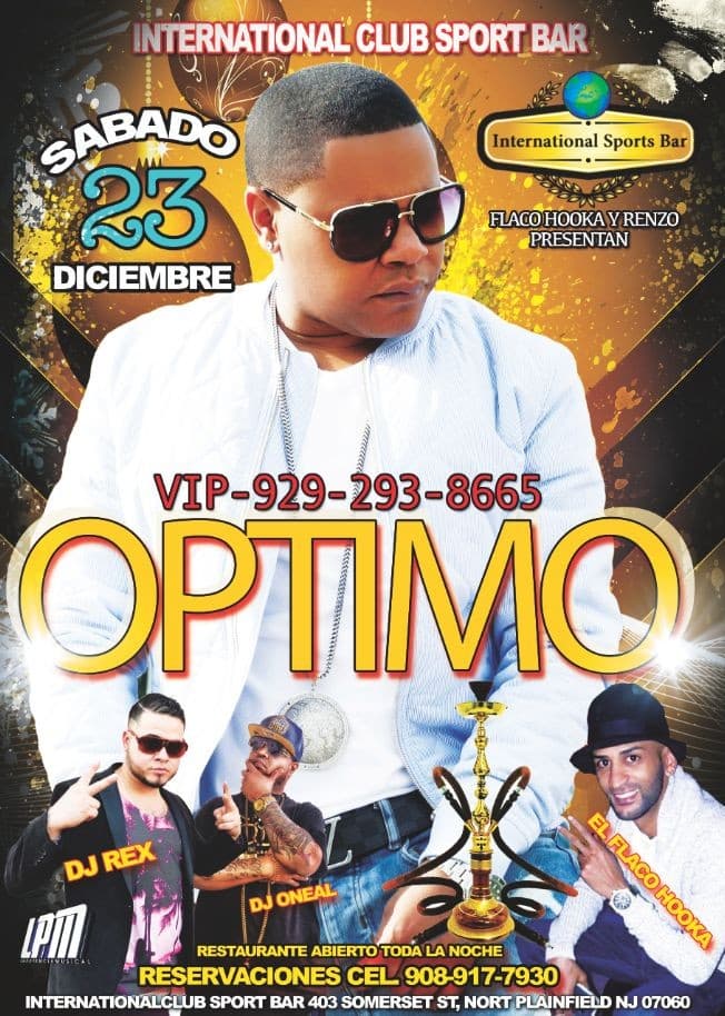 Event - Optimo en North Plainfield,NJ - North Plainfield, New Jersey - December 23, 2017 | concert tickets