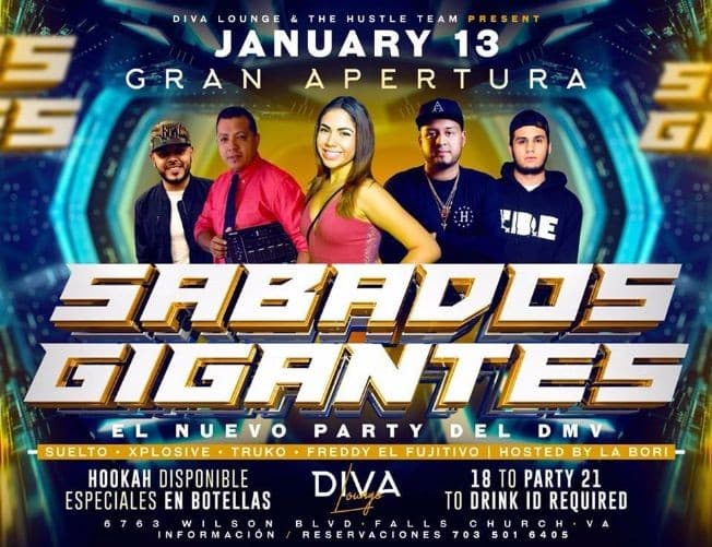 Event - Gran Apertura "Sabados Gigantes" @ Diva Lounge - Falls Church, Virginia - 13 de enero de 2018 | concert tickets