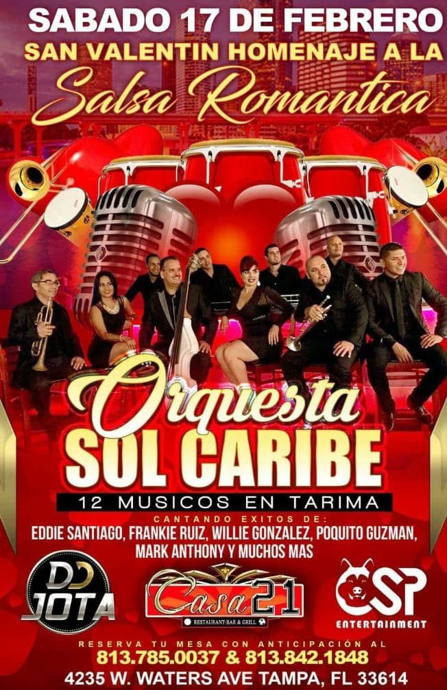 Event - "SAN VALENTIN" " Homenaje a la "Salsa Romantica" - Tampa, Florida - February 17, 2018 | concert tickets