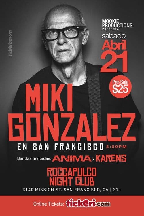 Event - MIKI GONZALEZ EN SAN FRANCISCO - San Francisco, California - April 21, 2018 | concert tickets