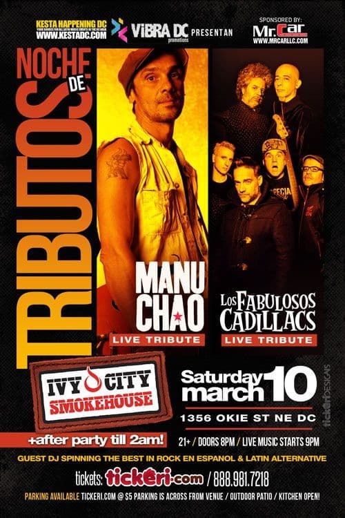Event - NOCHE de TRIBUTOS: Manu Chao Live Tribute & Fabulosos Cadillacs Live Tribute in DC - Washington, District Of Columbia - March 10, 2018 | concert tickets