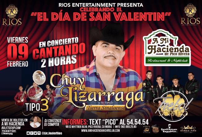 Event - Chuy Lizarraga en Pico Rivera - Pico Rivera, California - February 9, 2018 | concert tickets