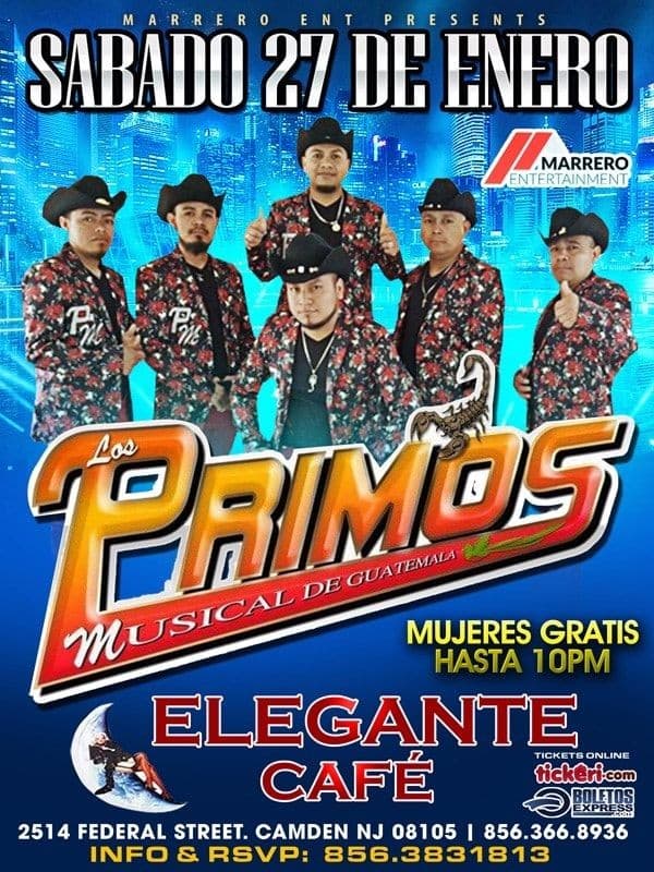 Event - Los Primos Musical de Guatemala en Camden,NJ - Camden, New Jersey - January 27, 2018 | concert tickets