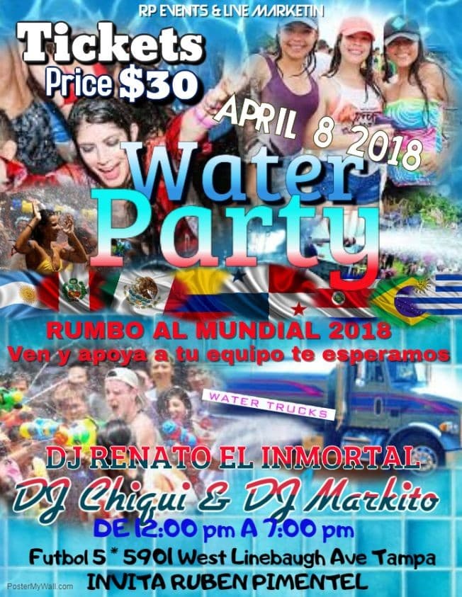 Event - Carnaval Rumbo al Mundial Water party (culecos) - Tampa, Florida - April 8, 2018 | concert tickets