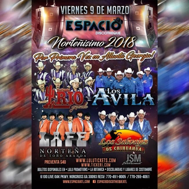 Event - Nortenisimo 2018 con Conjunto Rio Grande, Los Avila, La Fe Nortena y Los Salvajes - Norcross, Georgia - March 9, 2018 | concert tickets