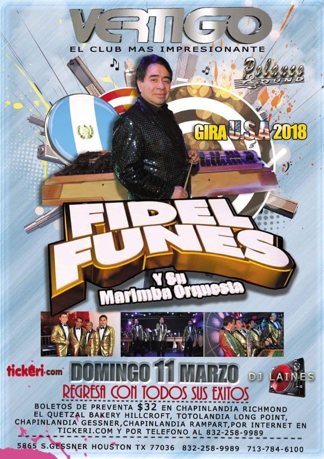 Event - Fidel Funes y su Marimba Orquesta - Houston, Texas - 11 de marzo de 2018 | concert tickets