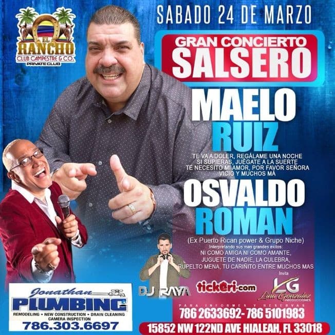 Event - Maelo Ruiz & Osvaldo Roman en Hialeah,FL - Hialeah, Florida - 24 de marzo de 2018 | concert tickets