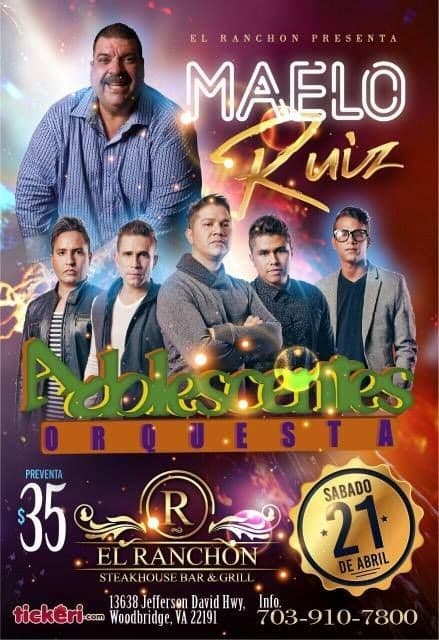 Event - Maelo Ruiz y Adolescentes Orquesta - Woodbridge, Virginia - April 21, 2018 | concert tickets