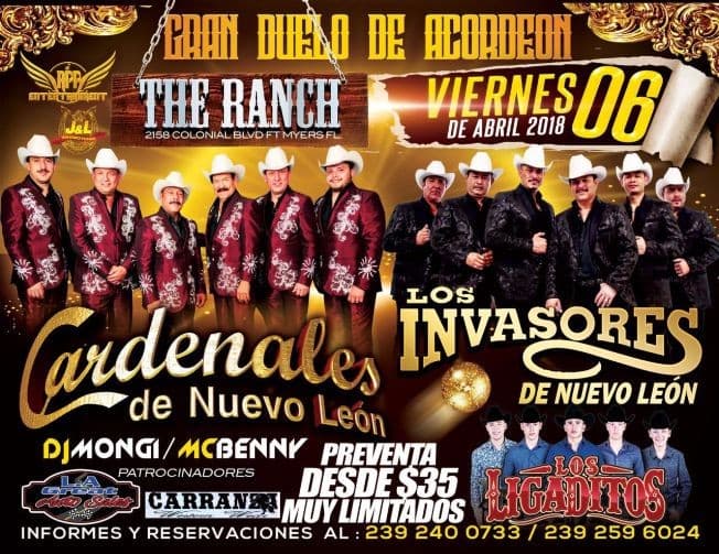 Event - Cardenales de Nuevo Leon, Los Invasores de Nuevo Leon & Los Ligaditos en Fort Myers,FL - Fort Myers, Florida - April 6, 2018 | concert tickets
