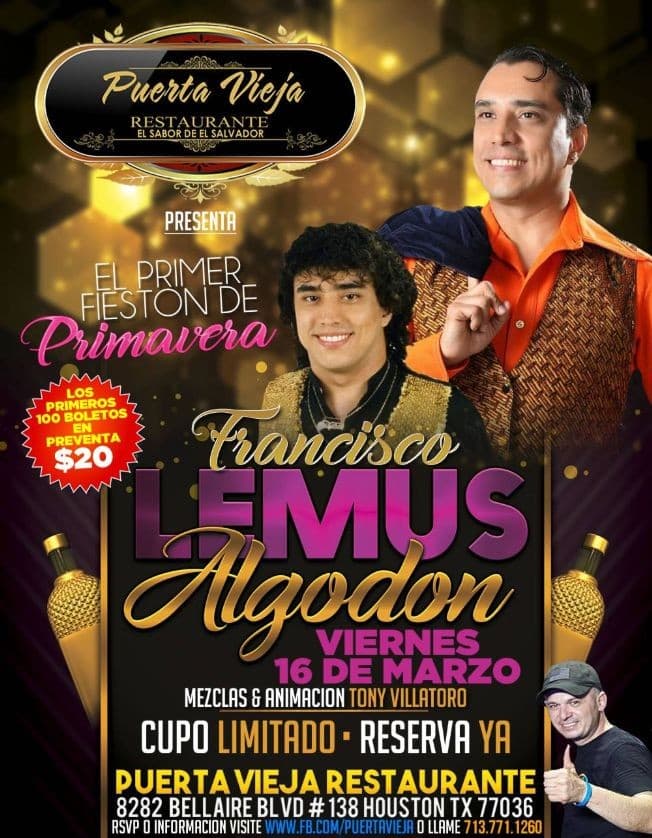 Event - Grupo Algodon en Puerta Vieja Restaurante - Houston, Texas - March 16, 2018 | concert tickets