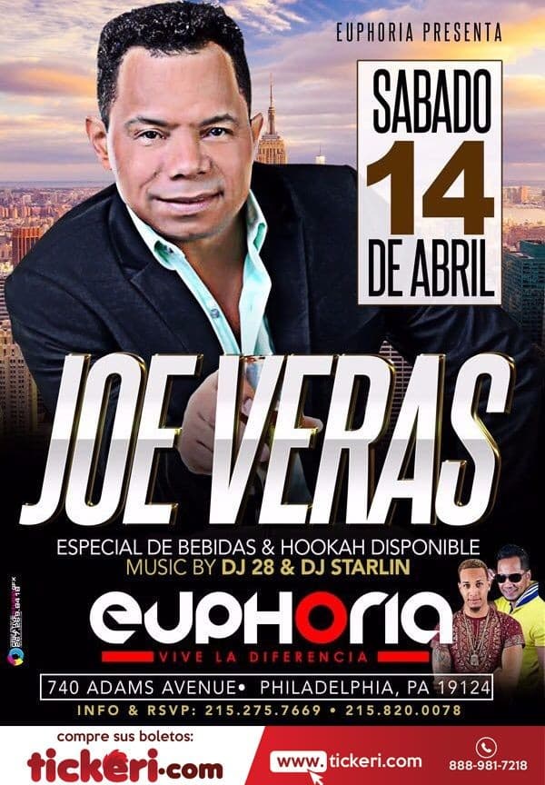 Event - Joe Veras - Philadelphia, Pennsylvania - 14 de abril de 2018 | concert tickets