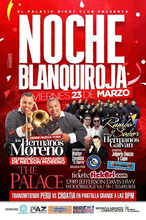 Event - NOCHE BLANQUIROJA CON LOS HERMANOS MORENO & LOS HERMANOS GALVAN - Woodbridge, Virginia - March 23, 2018 | concert tickets