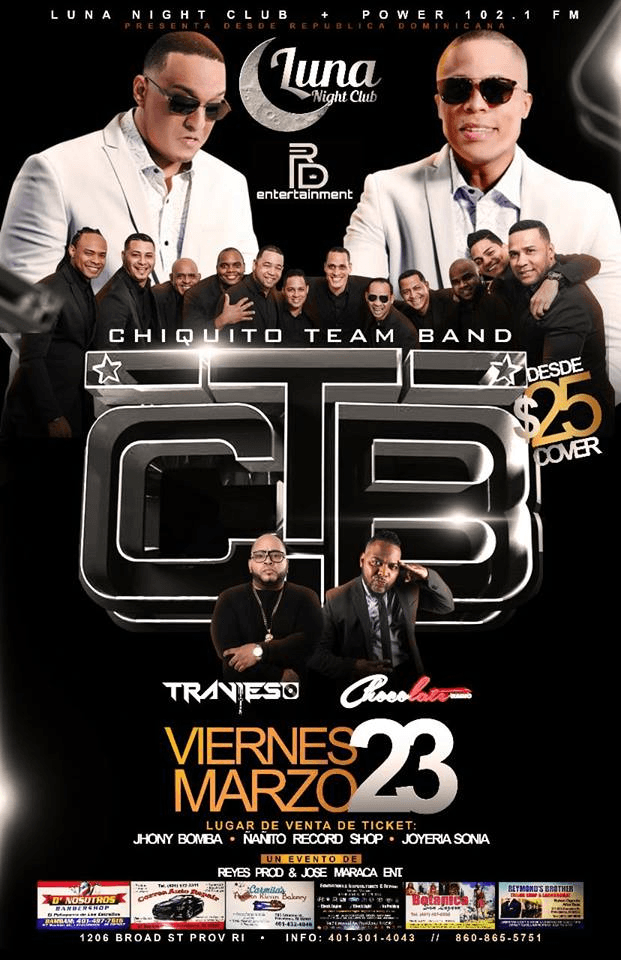 Event - Chiquito Team Band en Providence,RI - Providence, Rhode Island - March 23, 2018 | concert tickets