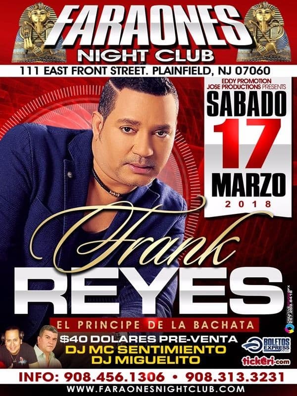 Event - Frank Reyes en Plainfield,NJ - Plainfield, New Jersey - March 17, 2018 | concert tickets