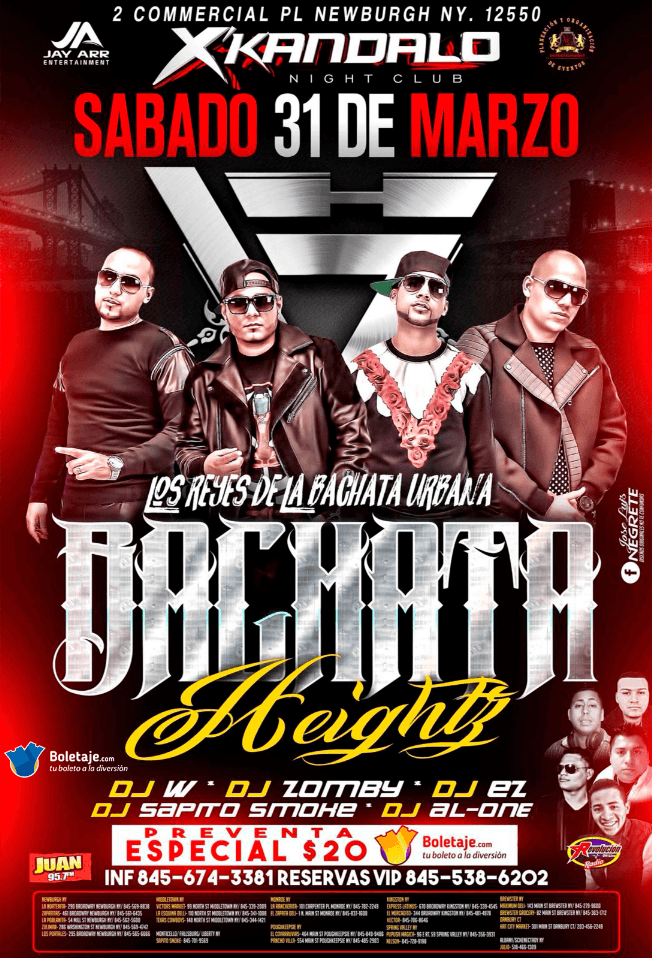 Event - Bachata Heightz en Newburgh,NY - Newburgh, New York - 31 de marzo de 2018 | concert tickets