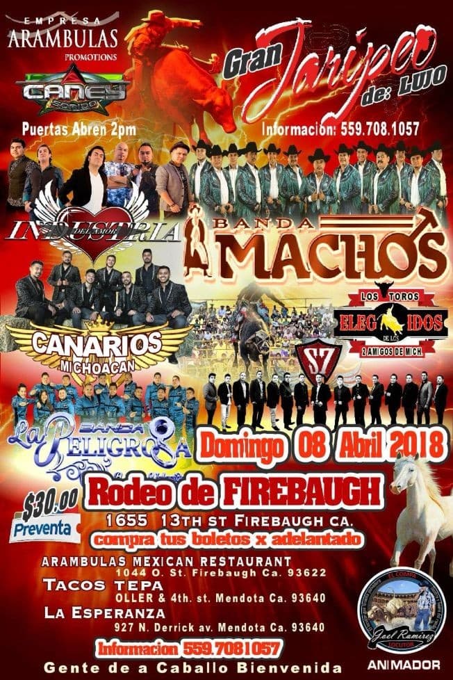 Event - Gran Jaripeo de Lujo con Industria del Amor, Banda Machos, Canarios Michoacan & Mas - Firebaugh, California - April 8, 2018 | concert tickets