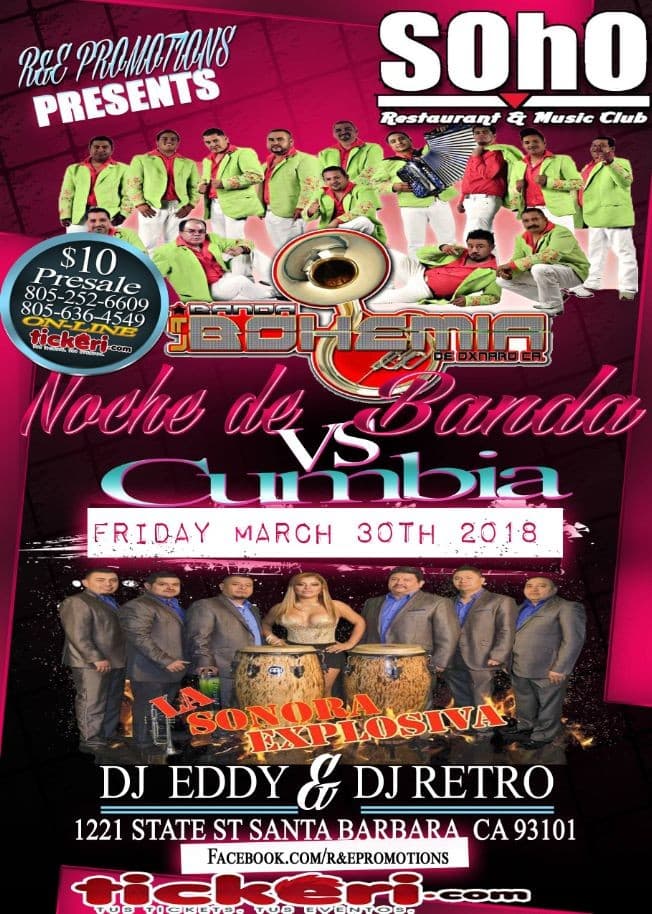 Event - Banda LA Bohemia, La sonora Explosiva - Santa Barbara, California - March 30, 2018 | concert tickets