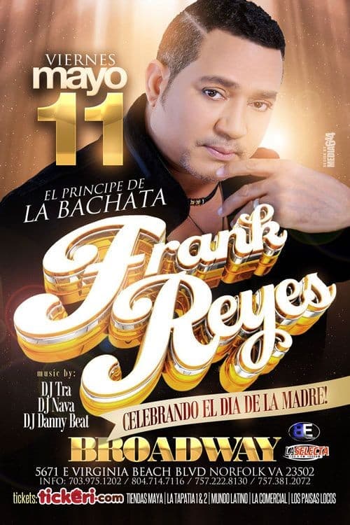 Event - Frank Reyes en Virginia Beach - Norfolk, Virginia - May 11, 2018 | concert tickets
