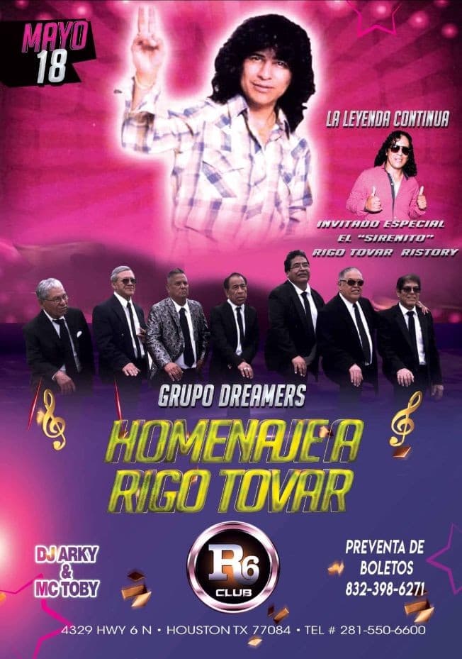 Event - HOMENAJE "RECORDANDO A RIGO TOVAR" - Houston, Texas - May 18, 2018 | concert tickets