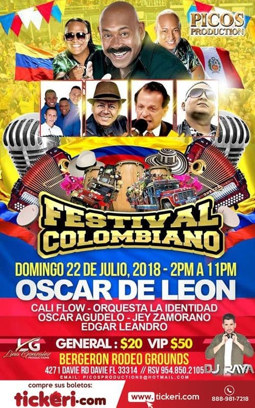 Event - Festival Colombiano con Oscar D Leon, Cali Flow y mucho mas en Davie, FL - Davie, Florida - July 22, 2018 | concert tickets