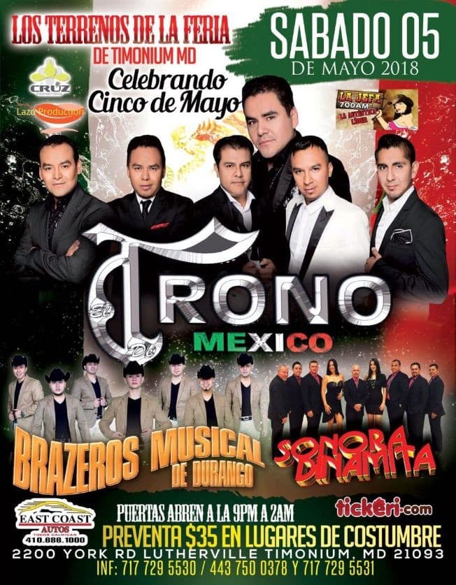 Event - el trono de mexico  maryland - Timonium, Maryland - May 5, 2018 | concert tickets