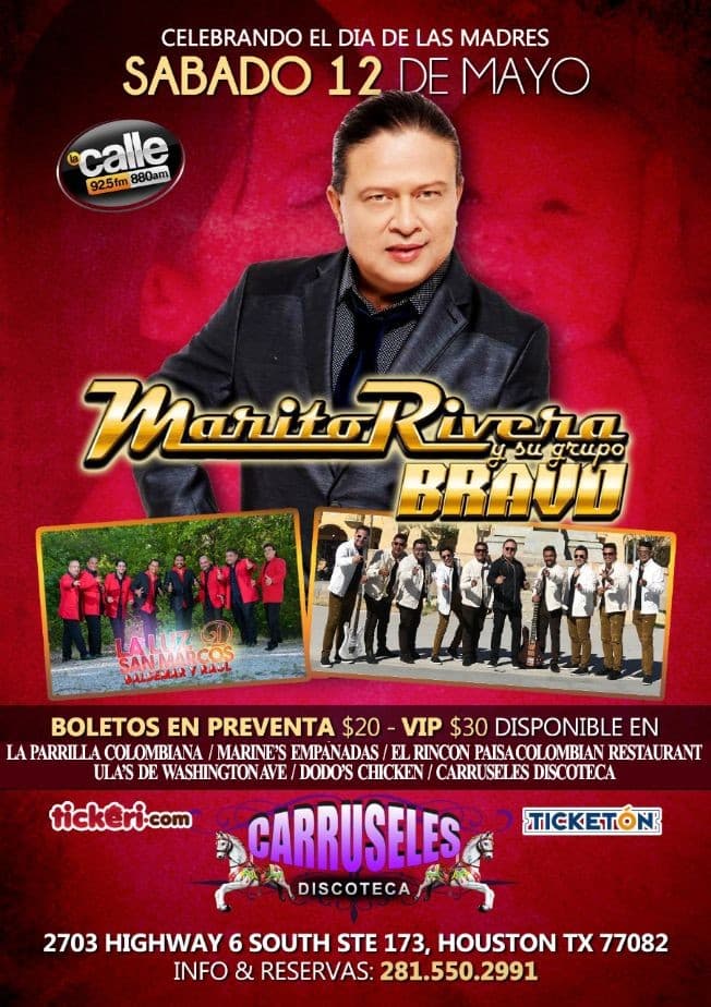 Event - MARITO RIVERA Y SU GRUPO BRAVO - Houston, Texas - May 12, 2018 | concert tickets
