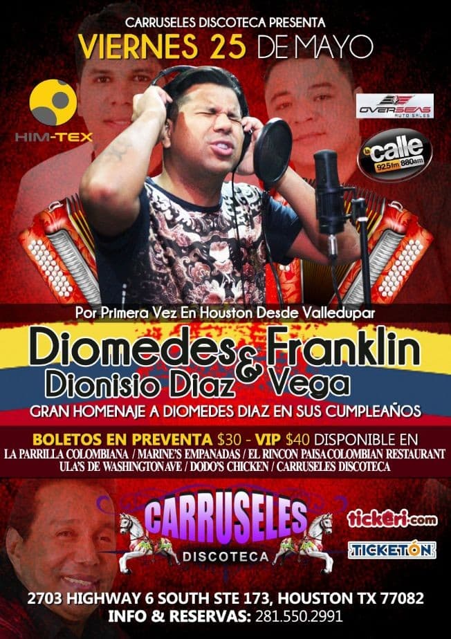 Event - DIOMEDES DIONISIO DIAZ & FRANKLIN VEGA - Houston, Texas - May 25, 2018 | concert tickets