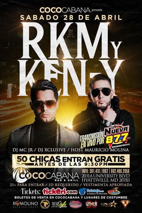 Event - Remolino Entertaiment. Present! RKM & Ken-Y - En Concierto. - Adelphi, Maryland - April 28, 2018 | concert tickets