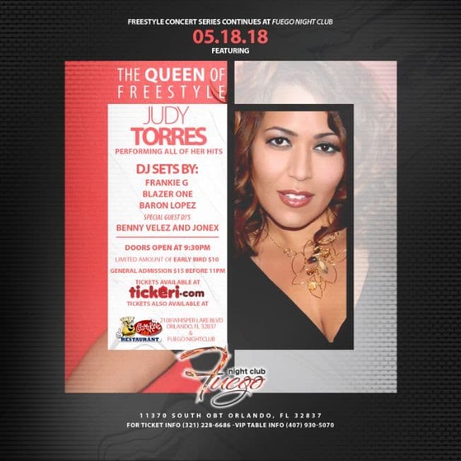Event - Freestyle Concert Series Featuring Judy Torres - Orlando, Florida - May 18, 2018 | concert tickets