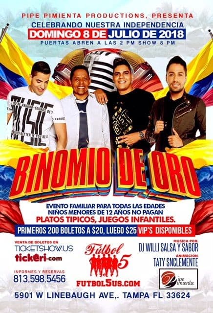 Event - Binomio de Oro en Tampa FL - Tampa, Florida - July 8, 2018 | concert tickets
