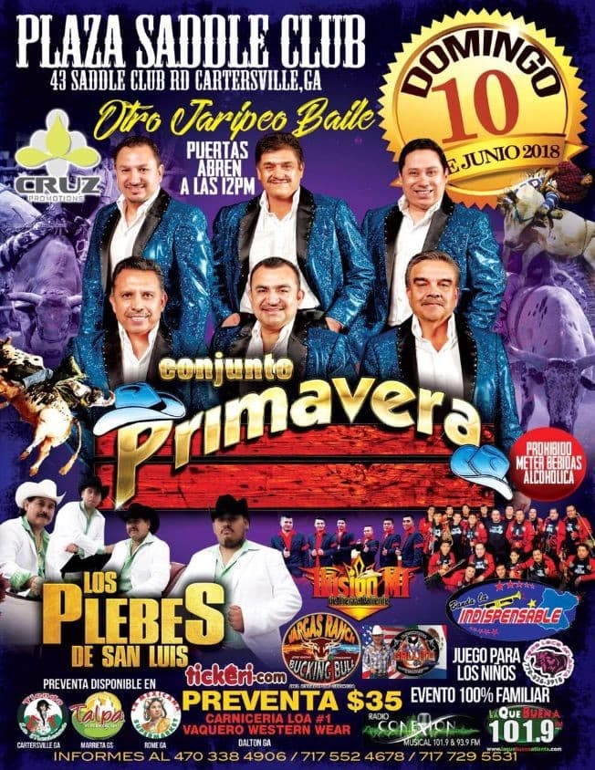 Event - Conjunto Primavera jaripeo - Cartersville, Georgia - 10 de junio de 2018 | concert tickets