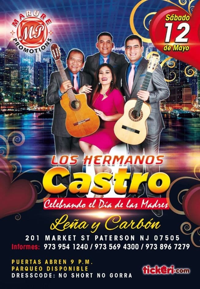 Event - Celebrando el día de la Madre con LOS HERMANOS CASTRO EN NEW JERSEY - Paterson, New Jersey - May 12, 2018 | concert tickets