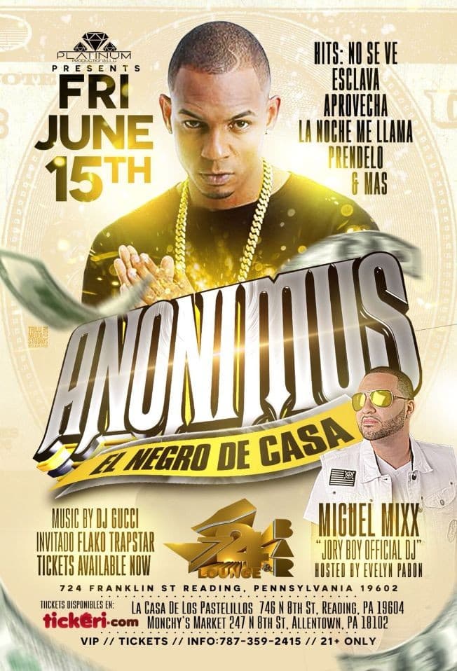 Event - Anonimus En Vivo En 724 Bar & Lounge - Reading,PA - Reading, Pennsylvania - June 15, 2018 | concert tickets