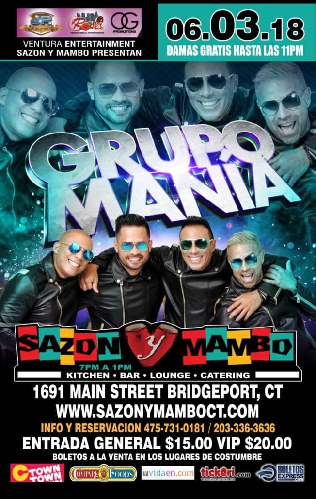 Event - Grupo Mania - Bridgeport, Connecticut - 3 de junio de 2018 | concert tickets