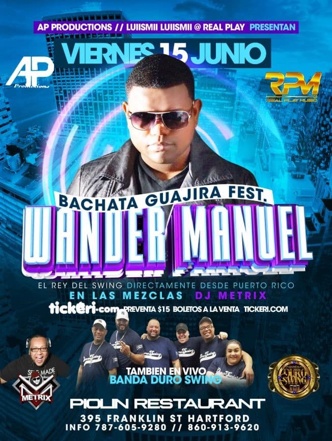 Event - WANDER MANUEL @ PIOLIN REST. HARTFORD CT - Hartford, Connecticut - June 15, 2018 | concert tickets