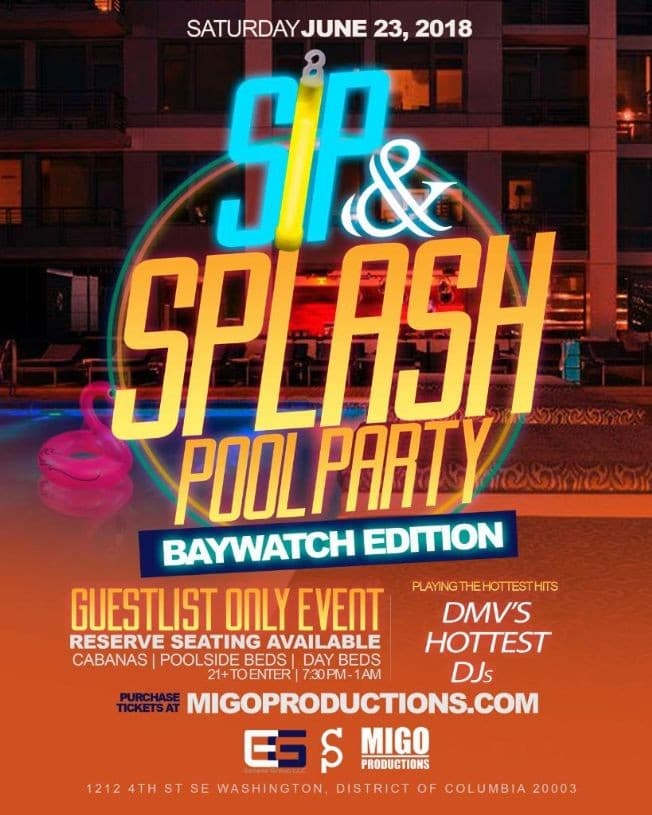 Event - Sip & Splash Baywatch Edition! - Washington, District Of Columbia - June 23, 2018 | concert tickets
