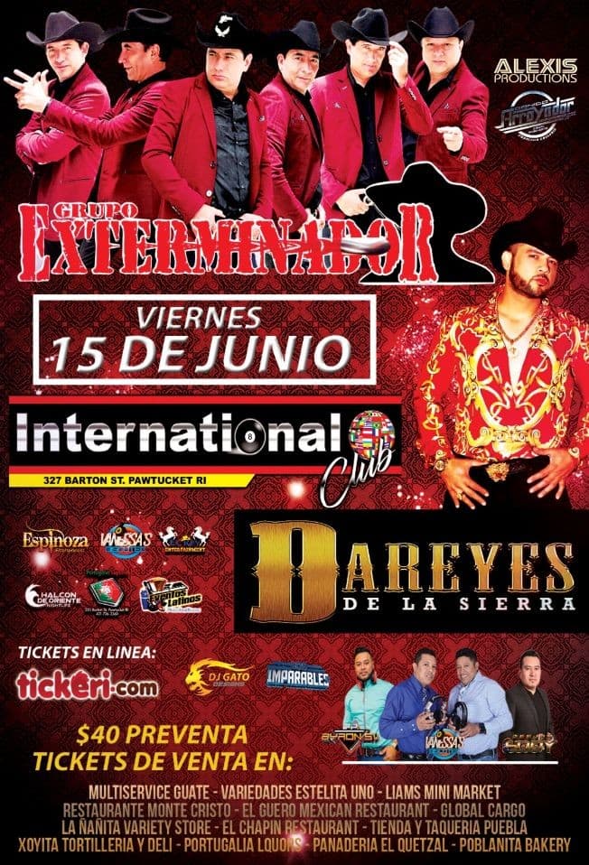 Event - Grupo Exterminador Y Dareyes De La Sierra - Pawtucket, Rhode Island - June 15, 2018 | concert tickets