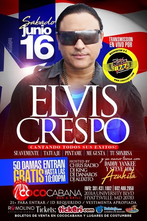 Event - Elvis Crespo en Concierto,en Maryland - Adelphi, Maryland - June 16, 2018 | concert tickets