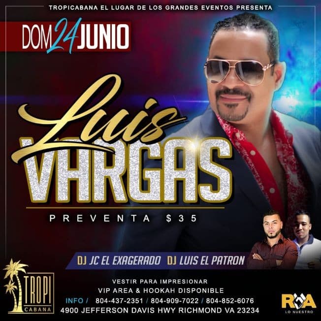 Event - Luis Vargas El Rey Supremo - Richmond, Virginia - 24 de junio de 2018 | concert tickets
