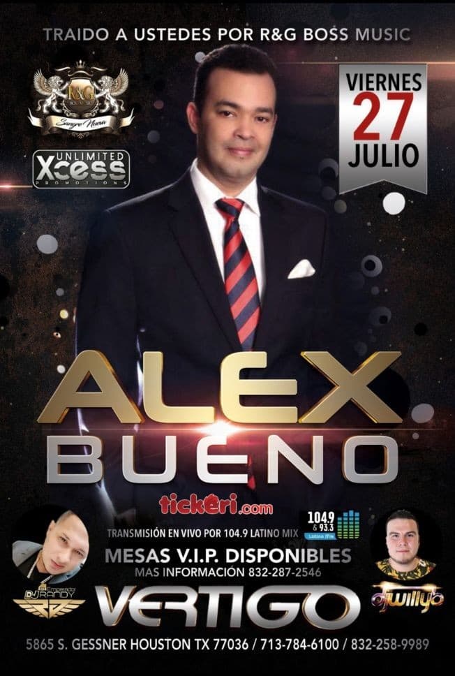 Event - Alex Bueno en Houston,TX - Houston, Texas - July 27, 2018 | concert tickets