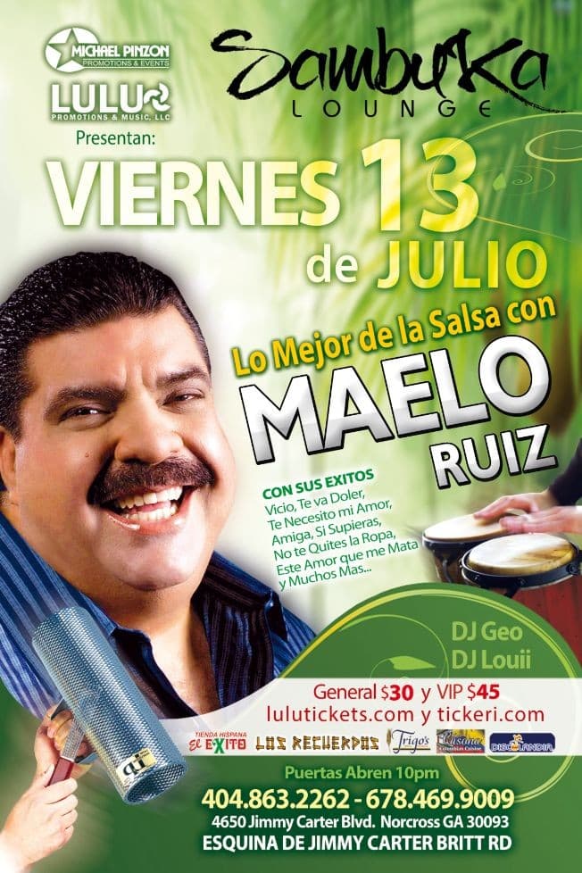 Event - Maelo Ruiz - Norcross, Georgia - July 13, 2018 | concert tickets