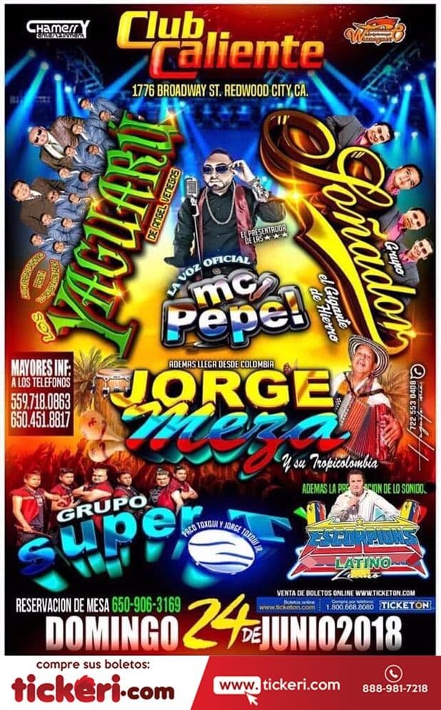 Event - Yaguary, Grupo Soñador, Jorge Meza & Mas en Redwood City,CA - Redwood City, California - June 24, 2018 | concert tickets