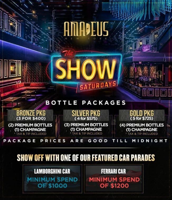 Event - Show Saturdays @ the Mega Nightclub Amadeus - Ladies FREE Admission - Queens, New York - 23 de junio de 2018 | concert tickets