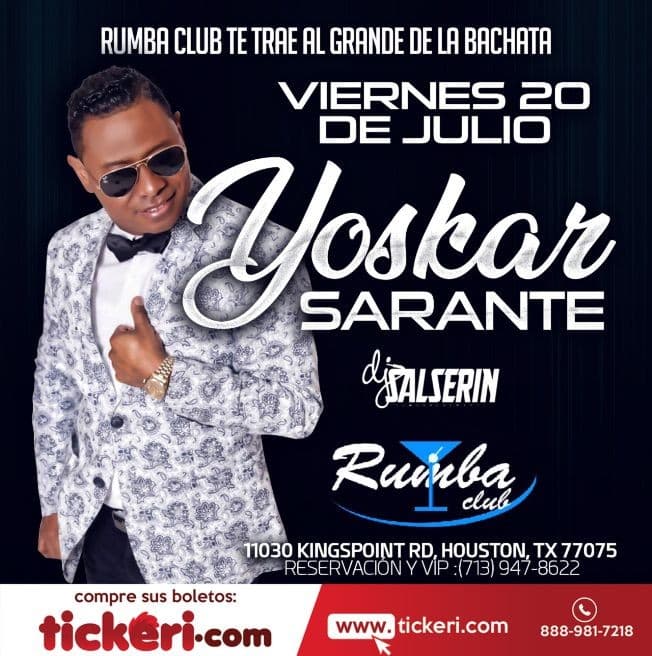 Event - Yoskar Sarante en Houston,TX - Houston, Texas - July 20, 2018 | concert tickets