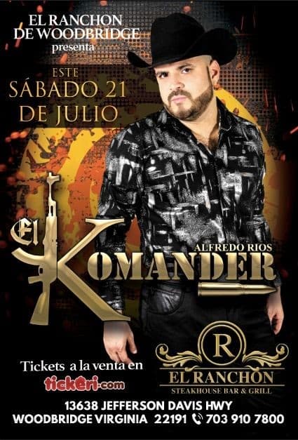 Event - Alfredo Rios el Komander en VA-CANCELADO - Woodbridge, Virginia - July 21, 2018 | concert tickets