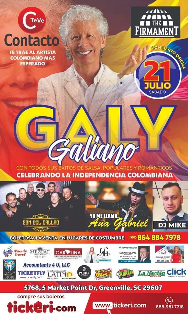 Event - GALY GALIANO EN GREENVILLE - Greenville, South Carolina - 21 de julio de 2018 | concert tickets