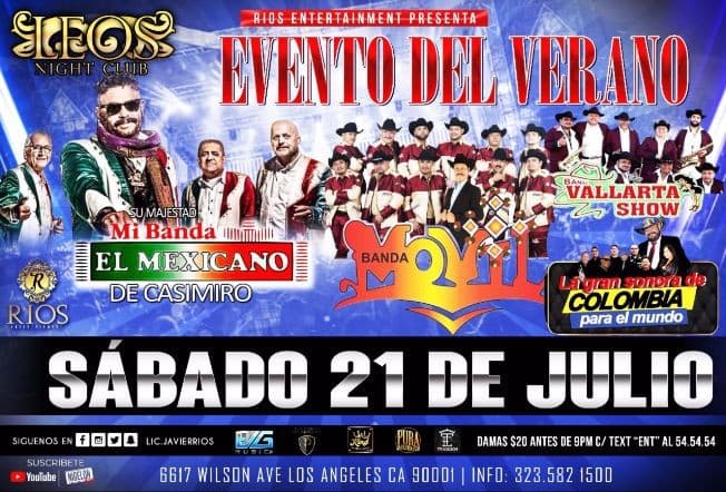Event - Su Majestad Mi Banda El Mexicano de Casimiro, Banda Movil & Banda Vallarta Show en Los Angeles,CA - Los Angeles, California - July 21, 2018 | concert tickets