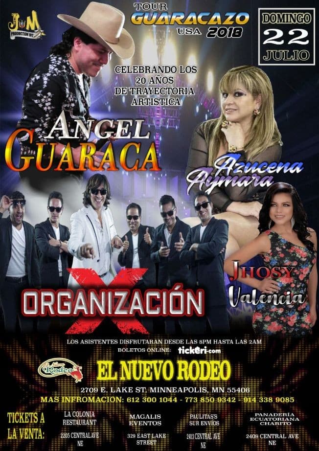 Event - TOUR GUARACAZO con Angel Guaraca, Organizacion X, Azucena Aymaru y mas en Minneapolis,MN - Minneapolis, Minnesota - July 22, 2018 | concert tickets